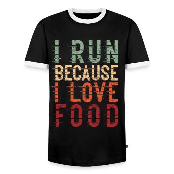 I Run Because I Love Food Läufer Jogger - Männer Kontrast-T-Shirt - Schwarz/Weiß - Vorne - AI Model Female 172 light (172cm) & AI Model Male 178 light (178cm)