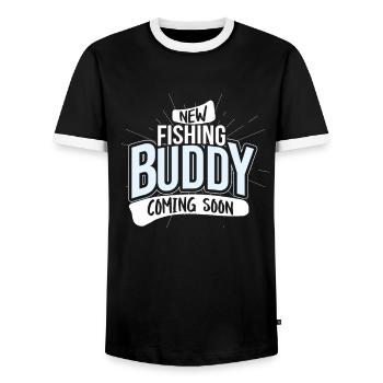 New Fishing Buddy Pregnancy Expectant Father - Men's Ringer Shirt - black/white - Front - AI Model Female 172 light (172cm) & AI Model Male 178 light (178cm)