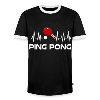 Ping-pong, tennis de table, tennis de table - T-shirt contrasté Homme - noir/blanc - Devant - AI Model Female 172 light (172cm) & AI Model Male 178 light (178cm)