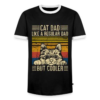 Cat Dad Katzen Papa - Männer Kontrast-T-Shirt - Schwarz/Weiß - Vorne - AI Model Female 172 light (172cm) & AI Model Male 178 light (178cm)