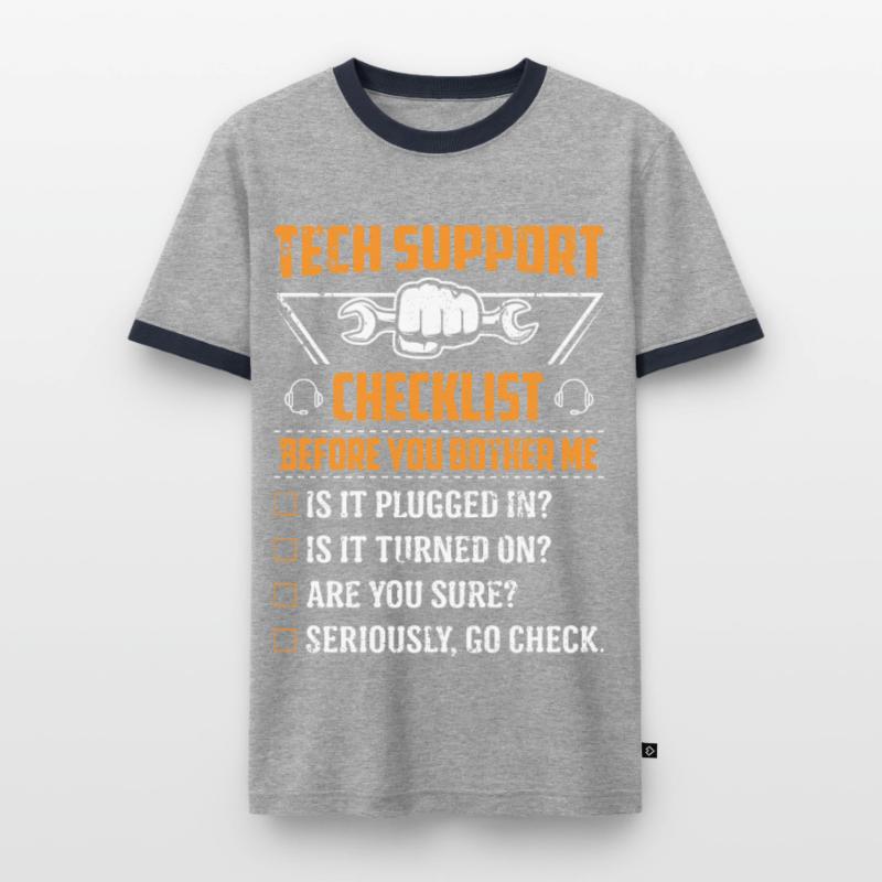 Technik Support Checkliste Computer IT Informatik Männer Kontrast-T-Shirt