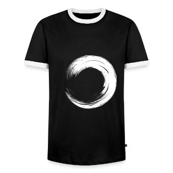 circle - Men's Ringer Shirt - black/white - Front - AI Model Female 172 light (172cm) & AI Model Male 178 light (178cm)