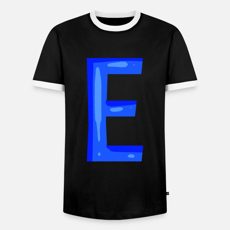Lettre E initiale bleu - T-shirt contrasté Homme - noir/blanc