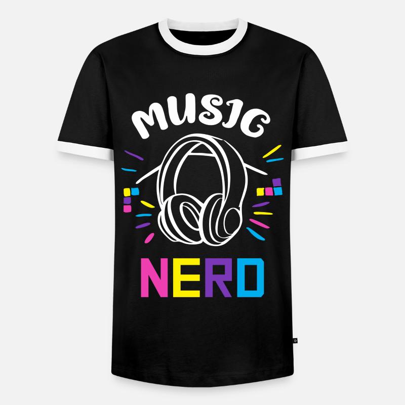 Nerd dj - Men's Ringer Shirt - black/white