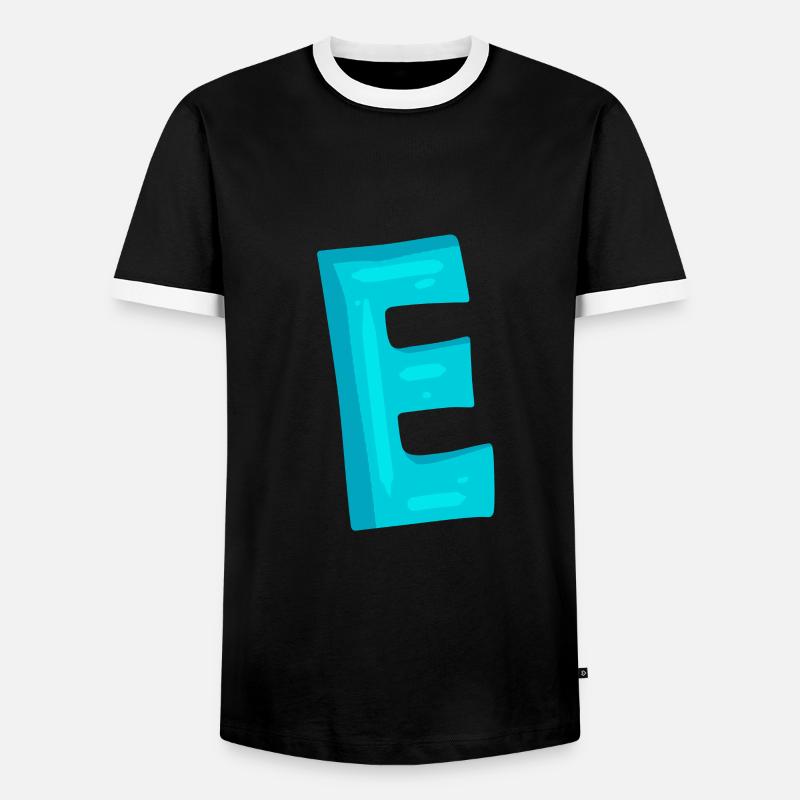 Initial letter E letter - Men's Ringer Shirt - black/white