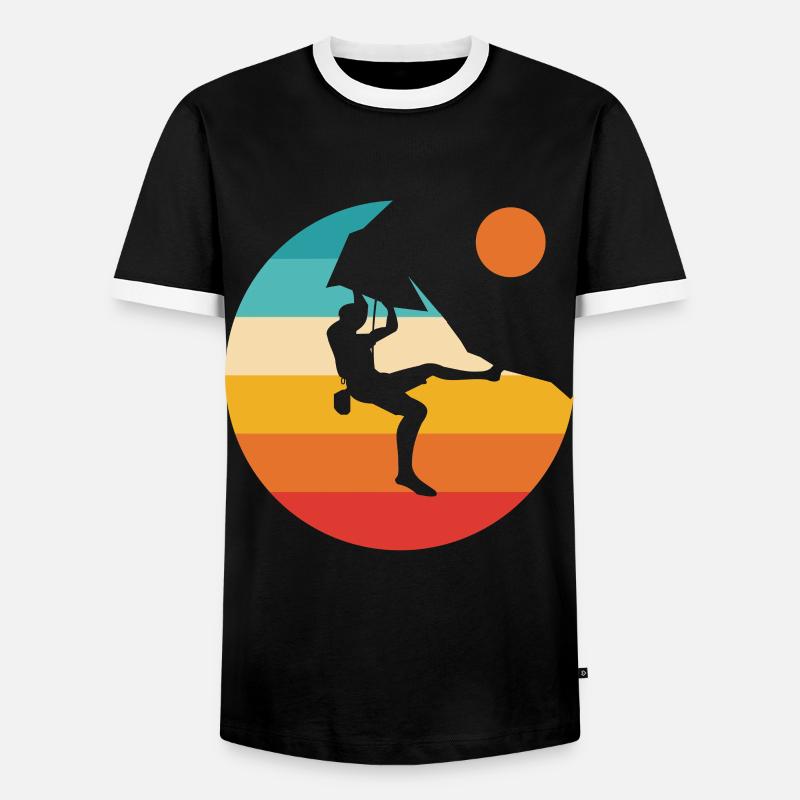 Climbing climbing climber mountain boulder - Men's Ringer Shirt - black/white