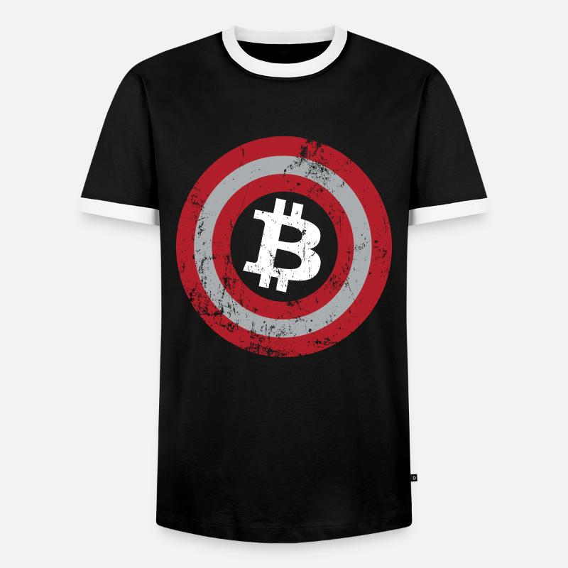 Bitcoin Button - cryptocurrency Bitcoins - Men's Ringer Shirt - black/white