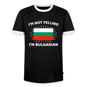 Ich schreie nicht, ich bin Bulgare, Bulgare - Männer Kontrast-T-Shirt - Schwarz/Weiß - Vorne - AI Model Female 172 light (172cm) & AI Model Male 178 light (178cm)
