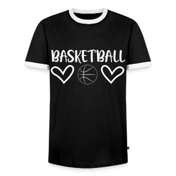 Basketball jersey love heart shorts basket - Men's Ringer Shirt - black/white - Front - AI Model Female 172 light (172cm) & AI Model Male 178 light (178cm)