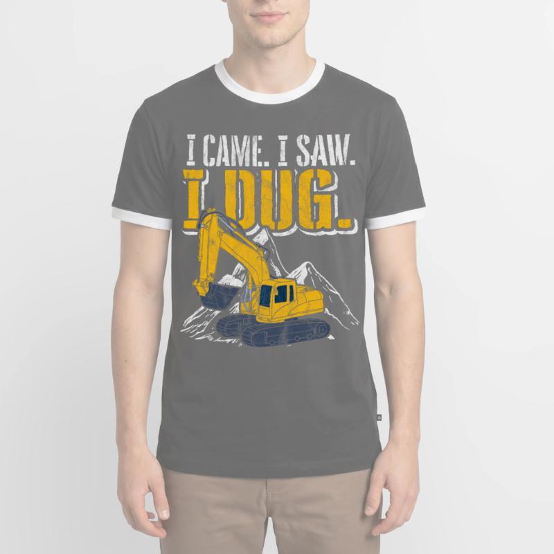 Excavator construction work road construction dredging work Men's Ringer Shirt