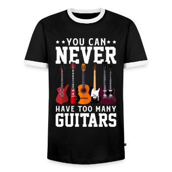 Guitariste musique guitariste musicien groupe - T-shirt contrasté Homme - noir/blanc - Devant - AI Model Female 172 light (172cm) & AI Model Male 178 light (178cm)
