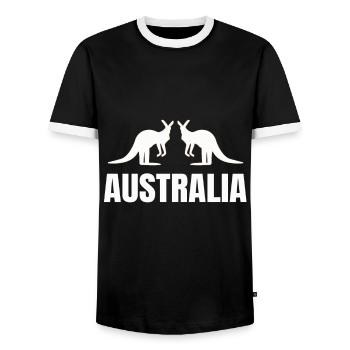 Australia - Men's Ringer Shirt - black/white - Front - AI Model Female 172 light (172cm) & AI Model Male 178 light (178cm)