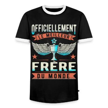 Meilleur Frère Du Monde - T-shirt contrasté Homme - noir/blanc - Devant - AI Model Female 172 light (172cm) & AI Model Male 178 light (178cm)
