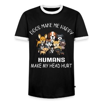Dogs make me happy - dogs - Men's Ringer Shirt - black/white - Front - AI Model Female 172 light (172cm) & AI Model Male 178 light (178cm)