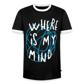 Where is my mind Streetwear Skatewear Openmind Kun - Männer Kontrast-T-Shirt - Schwarz/Weiß - Vorne - AI Model Female 172 light (172cm) & AI Model Male 178 light (178cm)