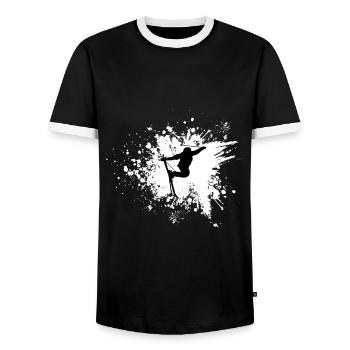 Ski Freestyler Skiläufer Wintersportler Farbklecks - Männer Kontrast-T-Shirt - Schwarz/Weiß - Vorne - AI Model Female 172 light (172cm) & AI Model Male 178 light (178cm)