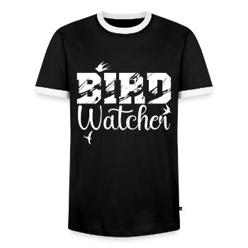 Vögel Beobachten - Männer Kontrast-T-Shirt - Schwarz/Weiß - Vorne - AI Model Female 172 light (172cm) & AI Model Male 178 light (178cm)