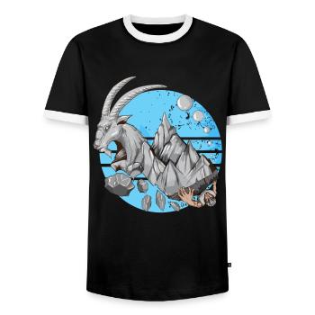 Capricorn ClimberS Mountains Stone Animals Saying - Men's Ringer Shirt - black/white - Front - AI Model Female 172 light (172cm) & AI Model Male 178 light (178cm)