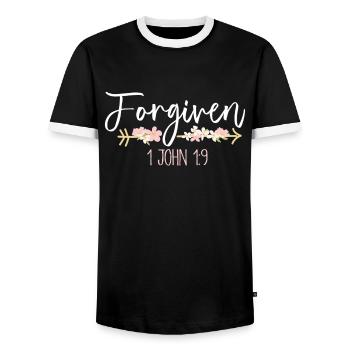 Christlicher Bibelvers Religion Blume - Männer Kontrast-T-Shirt - Schwarz/Weiß - Vorne - AI Model Female 172 light (172cm) & AI Model Male 178 light (178cm)