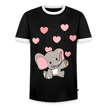 Cœurs Ballons Faune Éléphant Bébé Naissance - T-shirt contrasté Homme - noir/blanc - Devant - AI Model Female 172 light (172cm) & AI Model Male 178 light (178cm)