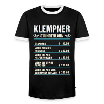 Klempner Handwerker Installateur Spruch Geschenk - Männer Kontrast-T-Shirt - Schwarz/Weiß - Vorne - AI Model Female 172 light (172cm) & AI Model Male 178 light (178cm)