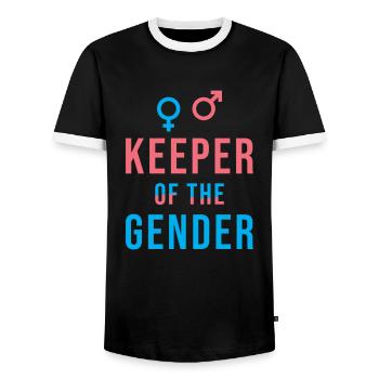 Gardien du Parti de révélation du genre - T-shirt contrasté Homme - noir/blanc - Devant - AI Model Female 172 light (172cm) & AI Model Male 178 light (178cm)