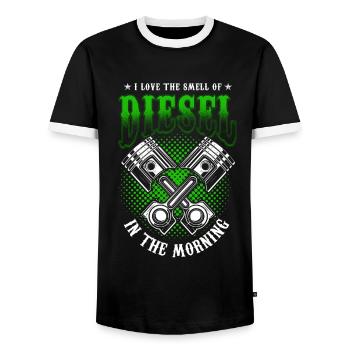 Diesel Diesel Engine Diesel Driver Truck Tuner Motif - Men's Ringer Shirt - black/white - Front - AI Model Female 172 light (172cm) & AI Model Male 178 light (178cm)