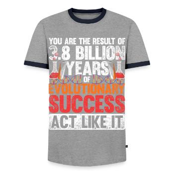 Biologie Evolution - Männer Kontrast-T-Shirt - Grau/Navy  - Vorne - AI Model Female 172 light (172cm) & AI Model Male 178 light (178cm)