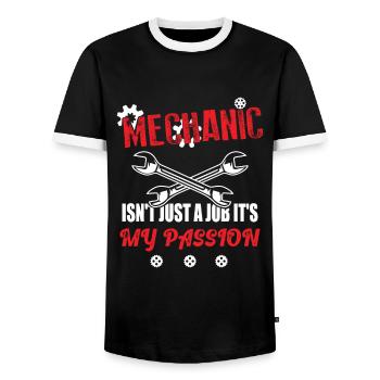 Mechanic Passion - Mécanicien automobile mécatronique - T-shirt contrasté Homme - noir/blanc - Devant - AI Model Female 172 light (172cm) & AI Model Male 178 light (178cm)