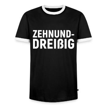 Zehnunddreissig vierzigster Geburtstag 40. - Männer Kontrast-T-Shirt - Schwarz/Weiß - Vorne - AI Model Female 172 light (172cm) & AI Model Male 178 light (178cm)