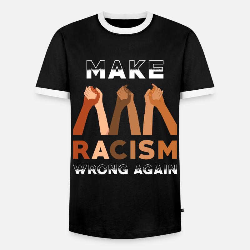 Make Racism wrong again - Männer Kontrast-T-Shirt - Schwarz/Weiß