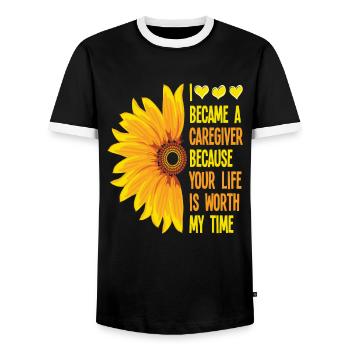 Soignant Tournesol Rengaine Cadeau - T-shirt contrasté Homme - noir/blanc - Devant - AI Model Female 172 light (172cm) & AI Model Male 178 light (178cm)