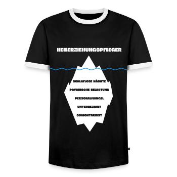 Heilerziehungspfleger HEP Eisberg - Männer Kontrast-T-Shirt - Schwarz/Weiß - Vorne - AI Model Female 172 light (172cm) & AI Model Male 178 light (178cm)