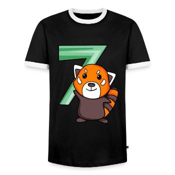 Red Panda - Men's Ringer Shirt - black/white - Front - AI Model Female 172 light (172cm) & AI Model Male 178 light (178cm)