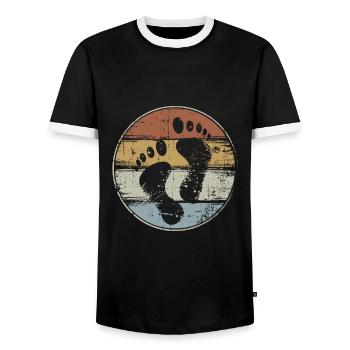 Pieds nus empreinte pieds vintage - T-shirt contrasté Homme - noir/blanc - Devant - AI Model Female 172 light (172cm) & AI Model Male 178 light (178cm)