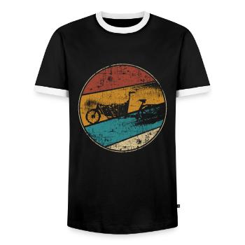 Cargo bike vintage - Men's Ringer Shirt - black/white - Front - AI Model Female 172 light (172cm) & AI Model Male 178 light (178cm)