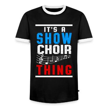Show Choir Chorus Choral Music Conductor Clef Gift - Men's Ringer Shirt - black/white - Front - AI Model Female 172 light (172cm) & AI Model Male 178 light (178cm)