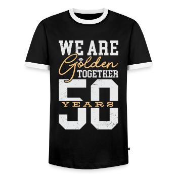 Nous sommes un couple d’or 50 Ensemble - T-shirt contrasté Homme - noir/blanc - Devant - AI Model Female 172 light (172cm) & AI Model Male 178 light (178cm)