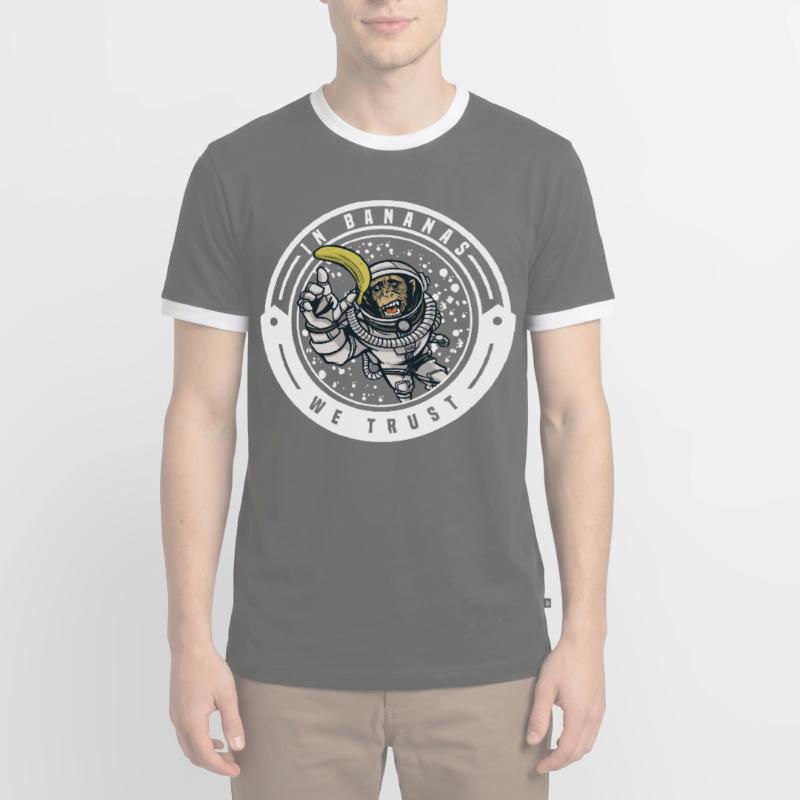 Monkey chimpanzee monkey monkey monkeys banana monkey monkey monkey Men's Ringer Shirt