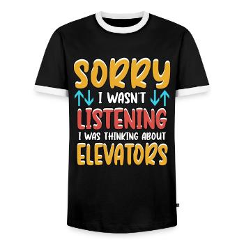 Elevator Fitter Mechatronics Elevator Profession Gift - Men's Ringer Shirt - black/white - Front - AI Model Female 172 light (172cm) & AI Model Male 178 light (178cm)