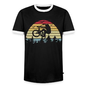 BMX Bicycle Rider Retro Vintage BMX Gift - Men's Ringer Shirt - black/white - Front - AI Model Female 172 light (172cm) & AI Model Male 178 light (178cm)