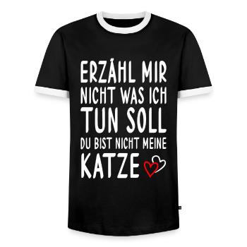 Cat don't tell me what to do funny - Men's Ringer Shirt - black/white - Front - AI Model Female 172 light (172cm) & AI Model Male 178 light (178cm)