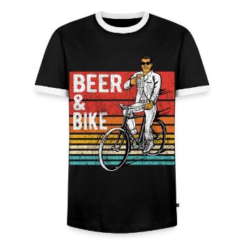 Beer & Bike Bier & Fahrrad Fahrradfahren Geschenk - Männer Kontrast-T-Shirt - Schwarz/Weiß - Vorne - AI Model Female 172 light (172cm) & AI Model Male 178 light (178cm)