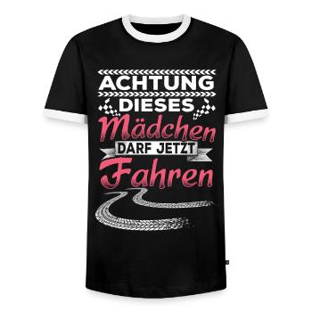 Fahrprüfung bestanden Geschenk Führerschein - Männer Kontrast-T-Shirt - Schwarz/Weiß - Vorne - AI Model Female 172 light (172cm) & AI Model Male 178 light (178cm)