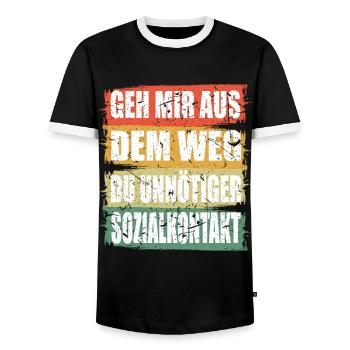 Unnötiger Sozial Kontakt - Männer Kontrast-T-Shirt - Schwarz/Weiß - Vorne - AI Model Female 172 light (172cm) & AI Model Male 178 light (178cm)