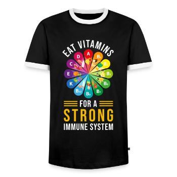 Aliments sains Vitamines - T-shirt contrasté Homme - noir/blanc - Devant - AI Model Female 172 light (172cm) & AI Model Male 178 light (178cm)