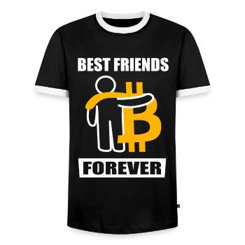 BFF Bitcoin Friends Bitcoin Best Friends Forever - Männer Kontrast-T-Shirt - Schwarz/Weiß - Vorne - AI Model Female 172 light (172cm) & AI Model Male 178 light (178cm)