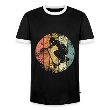 City Roller Stunt Scooter vintage - Männer Kontrast-T-Shirt - Schwarz/Weiß - Vorne - AI Model Female 172 light (172cm) & AI Model Male 178 light (178cm)