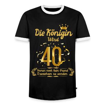 Königin wird 40 - 40.Geburtstag 1981 Frau - Männer Kontrast-T-Shirt - Schwarz/Weiß - Vorne - AI Model Female 172 light (172cm) & AI Model Male 178 light (178cm)