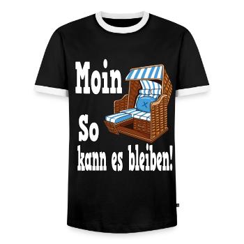 Moin So Kann Es Bleiben - Männer Kontrast-T-Shirt - Schwarz/Weiß - Vorne - AI Model Female 172 light (172cm) & AI Model Male 178 light (178cm)